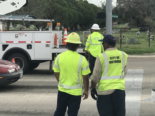 Crews Dispatched to Victoria, TX to assist with Harvey Recovery In August 2017, TPW responded to a request for assistance with Hurricane Harvey recovery from the City of Victoria, Texas, by dispatching a group of signal and sign technicians carrying supplies.

During the eight days Austin crews spent in Victoria they installed more than 120 stop signs and helped restore full operations to more than 90 percent of Victoria’s traffic signals.