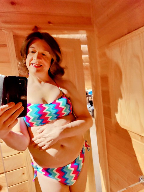 Transgender Woman trying her new bikini