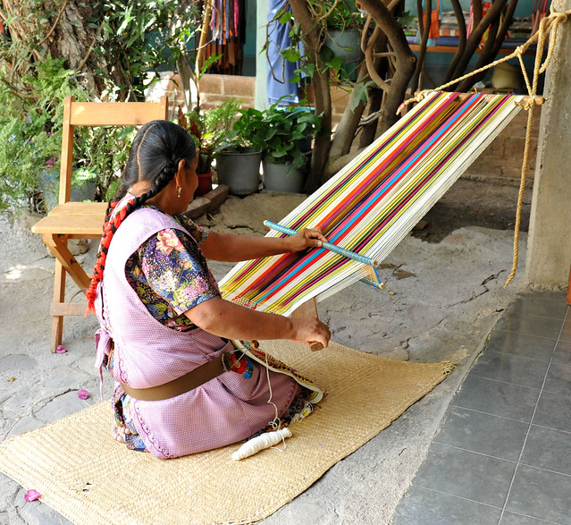 Oaxaca Mexico Woman Weaving Loom Zapotec