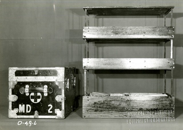 Medicine - Military - Equipment: MD 2 with Tray Set Erected to Make Instrument Tables