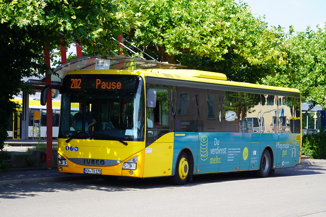 IVECO Crossway LE met kenteken KN-TU 178 in het bus station van Radolfzell 19-07-2023