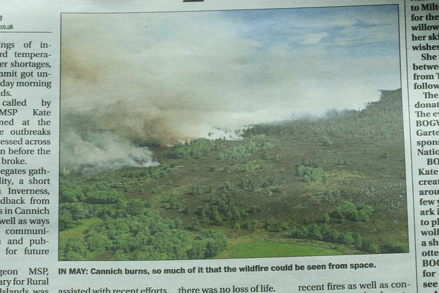 Photo published in Strathspey Herald  of wildfire