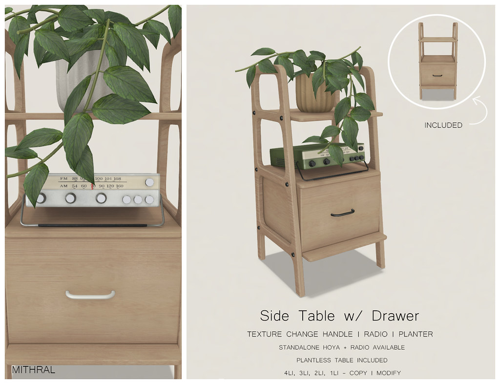 Mithral – Side Table w/ Drawer @ ｅｑｕａｌ１０