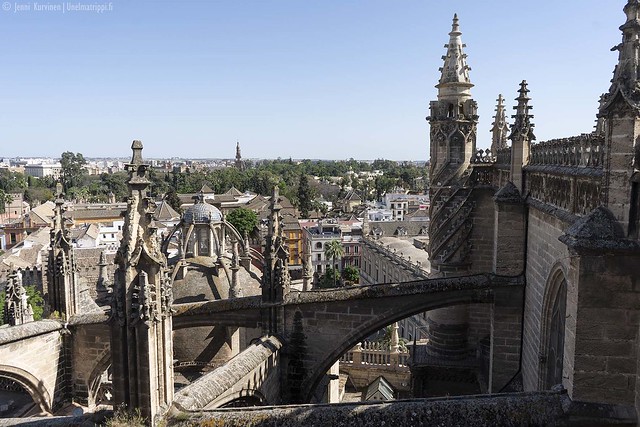 Sevillan katedraalin koristeluja katolta käsin