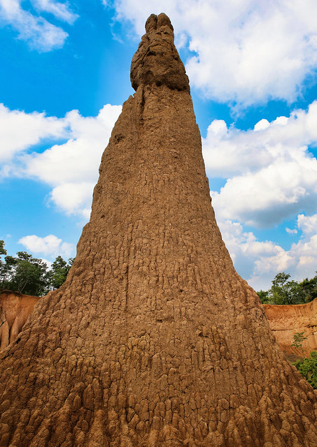 Impressive geological stone pillar reaching the sky