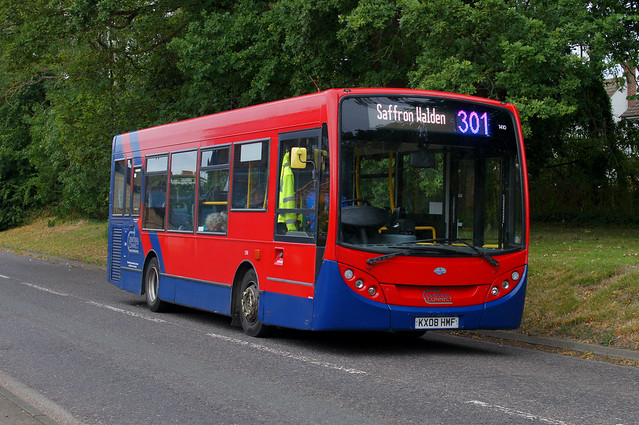 Morning Mover: Trustybus (ex A2B) ADL Enviro200 KX08HMF (1410) Cambridge Road Stansted Mountfitchet 22/07/23