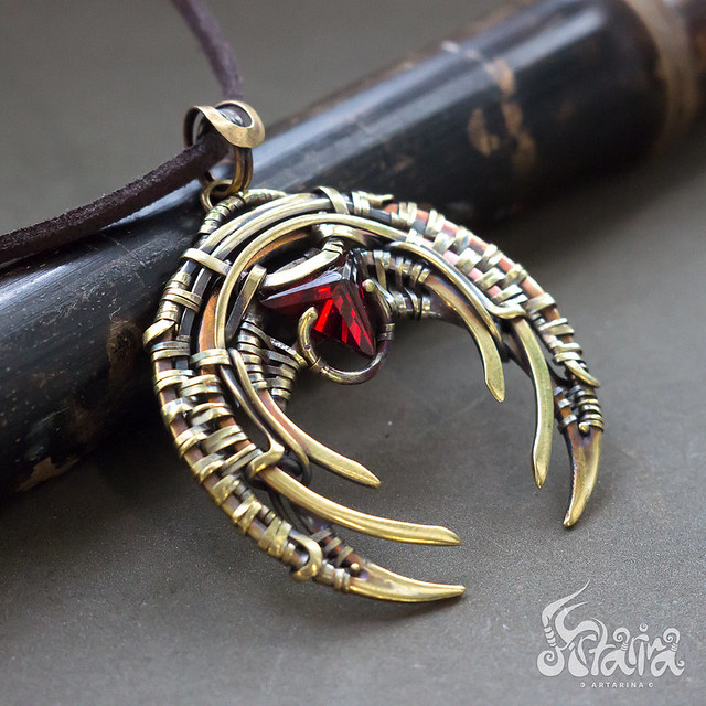 Brass Wire Wrapped Gemstone Pendant