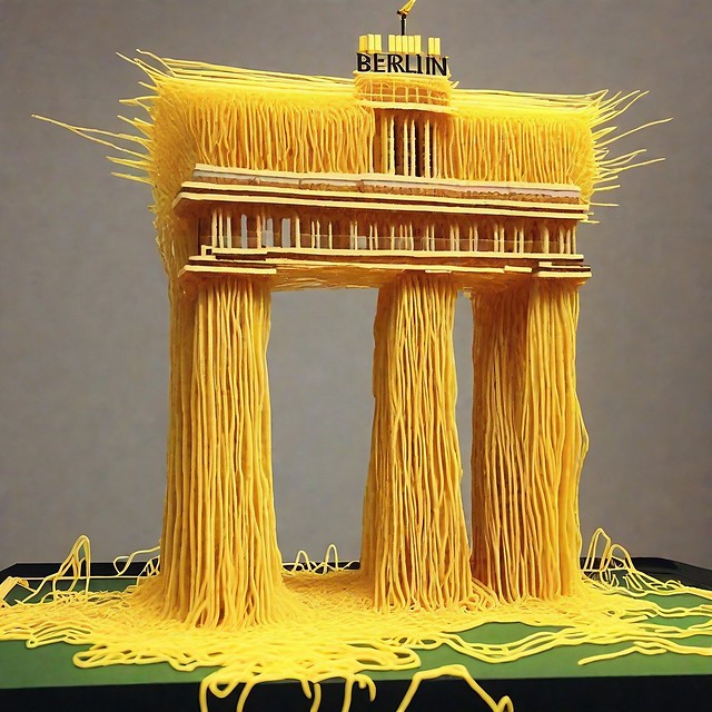Berlin Brandenburg Gate made out of spaghetti
