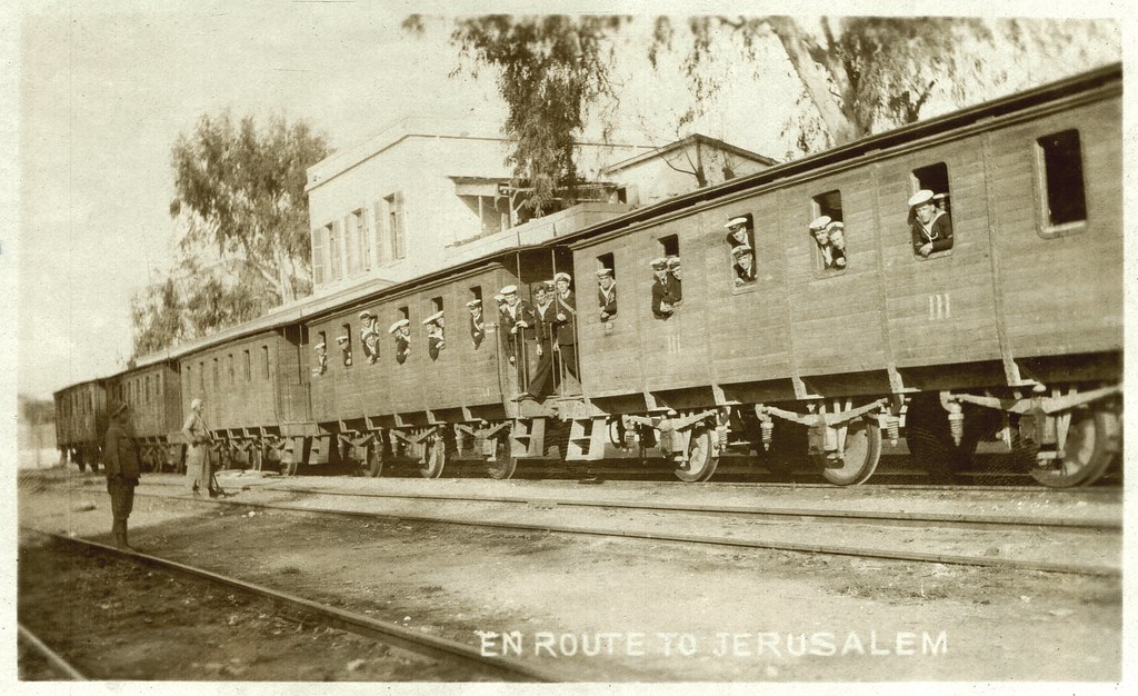 Palestine - Passenger train en route to Jerusalem in 1922