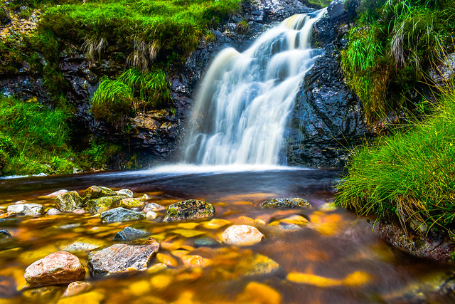 Waterfall, Maumturk mountains, County Galway.