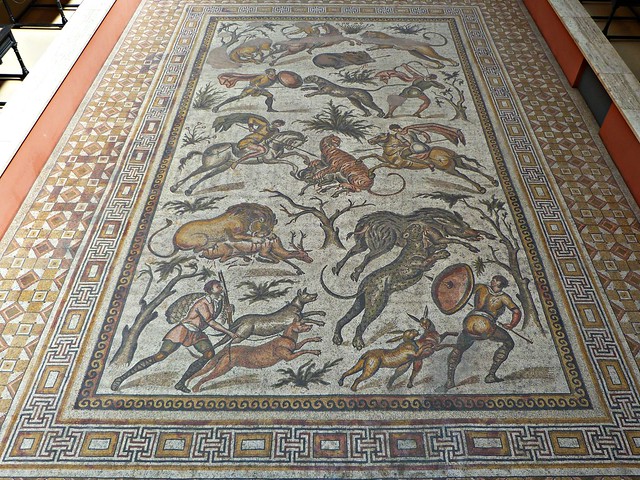Mosaico de la caza de Apamea, Siria 415 - 420 d.C. Museo del Cincuentenario (Musée d'Art et d'Histoire). Bruselas 🇧🇪