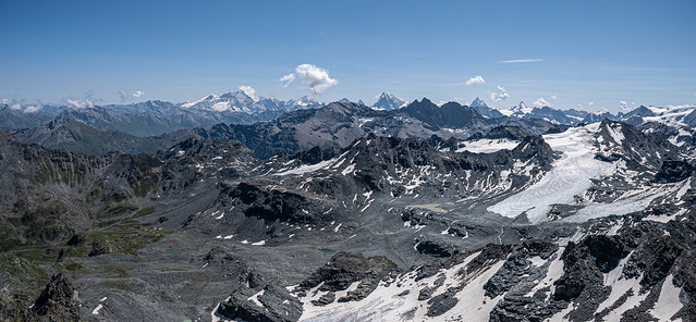 Panorama alpin, vue du Montfort à 3300 m