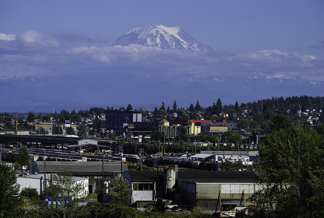 A More Zoomed in view of Mt. Rainier Looming Large Over Tacoma!