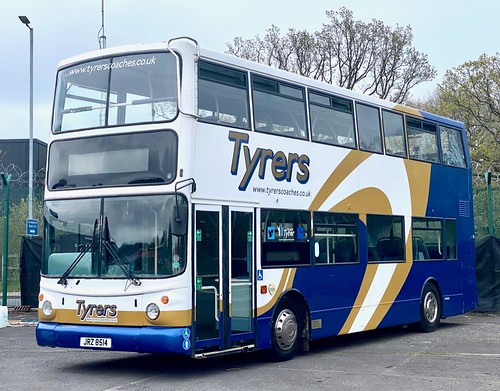 JRZ 8514 ‘Tyrers Coaches Ltd,’. DAF DB250 / Transbus ALX400 on Dennis Basford’s railsroadsrunways.blogspot.co.uk’