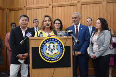 State Rep. Nicole Klarides-Ditria joined her colleagues from the Public Health Committee, for a press conference for Governor Lamont to sign HB 6669 - An Act Protecting Patients and Prohibiting Unnecessary Healthcare Costs - into law. 

This strongly bipartisan legislation requires the state Comptroller to establish a Drug Discount Card Program for all state residents, prohibits hospitals and health systems from charging certain facility fees, expands the list of medications eligible for reduced rates to the state, prohibits &quot;steering&quot; of medications or gag orders that prevent consumers from getting the best price, and restricts health systems from forcing consumers to use specific, name-brand drugs when a generic is available, and more.