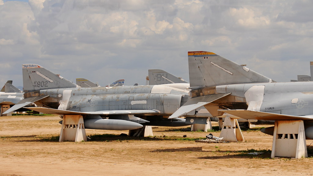 There were about a thousand F-4s in AMARC in 2002- and still many hundreds in 2010. The two closest here are FP0820, which is Nebraska ANG RF-4C 64-1066 & 65-0902/ FP0972 another RF-4C from the Nevada ANG. Both have since been scrapped.