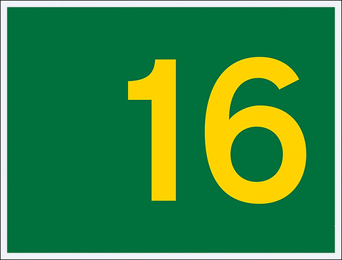 A detail from a road sign for the A16