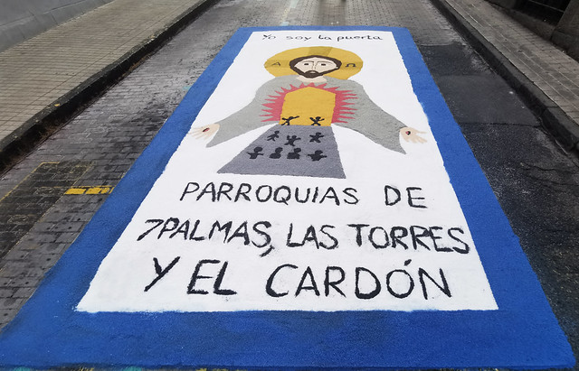 Parroquias de 7 Palmas Las Torres y El Cardón alfombra Corpus Christi 2023 barrio de Vegueta Las Palmas de Gran Canaria