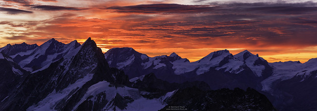 Dawn panorama  with Obergabelhorn before Mischabel group - 2023 Version