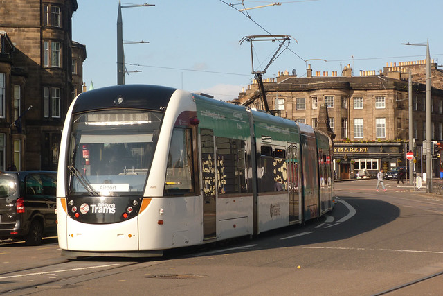 Edinburgh tram departing Haymarket