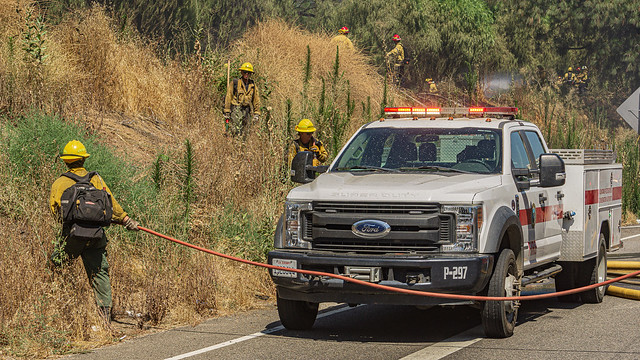 Brush Fire Jumps Freeway Then Stopped