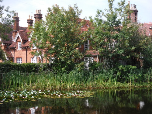 Cottages across Lower Spring Pond, Little Common SWC Short Walk 56 - Stanmore Circular [Stanmore Hall Option]