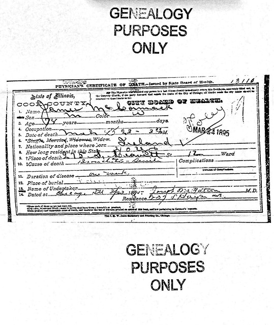 McCORMICK, James: Physician's Certificate of Death