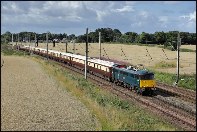 Golborne Junction, WCRC 86401 'Mons Meg' Northern Belle 1Z60 (07.30 Coventry - Carlisle) 29/07/23.