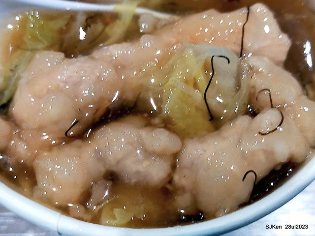 Pork meat soup and Braised Rice with Pork and Soy Sauce Taiwan light dishes store "興安街強記圓環肉羹" at Taipei, Taiwan on Jul 28, 2023.