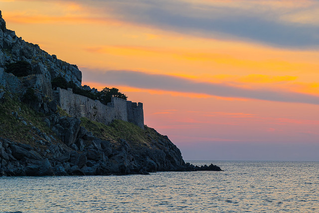 Castle Walls & Sunset (Myrina Castle - Lemnos- Greece)  (Panasonic DC S1 & Lumix S Pro 70-200mm F4 Telephoto Zoom)