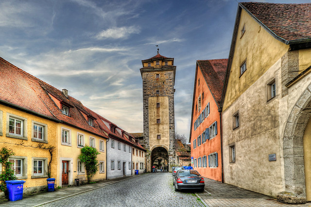 Rothenburg o. d. Tauber - Spitalgasse mit Spitalturm