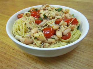 Capellini with Palm-Heart Scampi Sauce