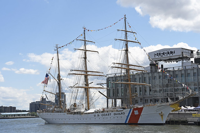 The United States Coast Guard Tallship Eagle Visited The South Street Seaport In Lower Manhattan From July 29 - July 31, 2023. Photo Taken Sunday July 30, 2023