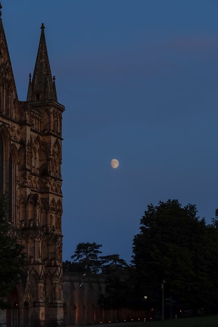 Salisbury Cathedral and the Moon