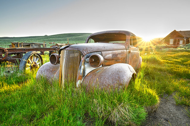 Bodie Car at Sunset