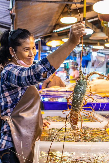 Fresh caught Seafood for Sale at a Street Fish Market in Thailand Southeast Asia