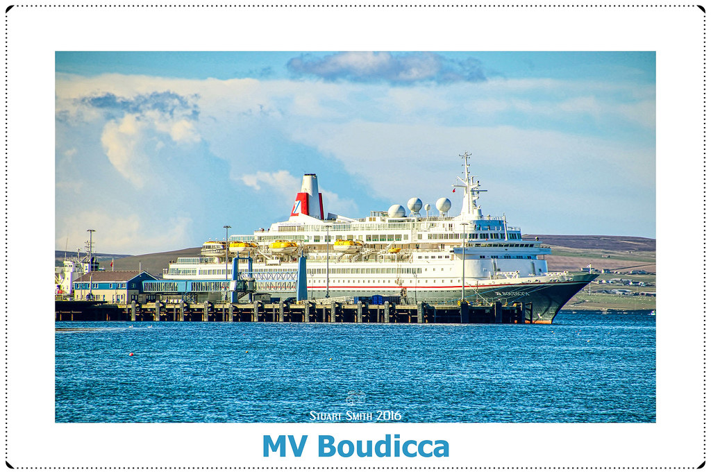 MV Boudicca at Hatston Pier, Kirkwall Harbour, Kirkwall, Orkney Islands, Scotland UK