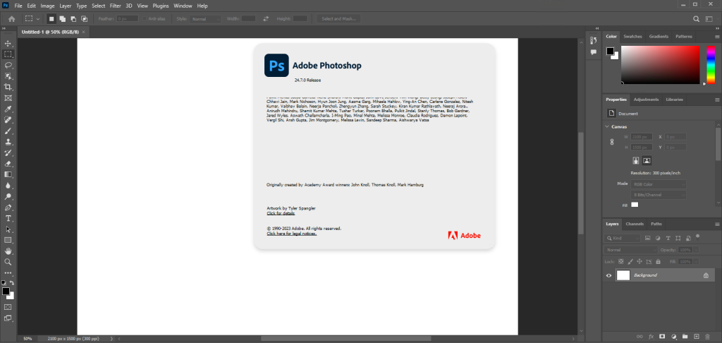 Working with Adobe Photoshop 2023 v24.7.0.643 full license forever