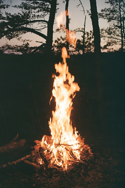 A campfire sunset
