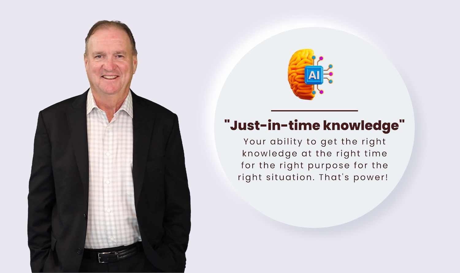 "'Just-in-time knowledge' - Your ability to get the right knowledge at the right time for the right purpose for the right situation. That's power!" - Futurist Jim Carroll