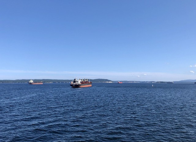 Freighters off Departure Bay BC.  July 29 2023.