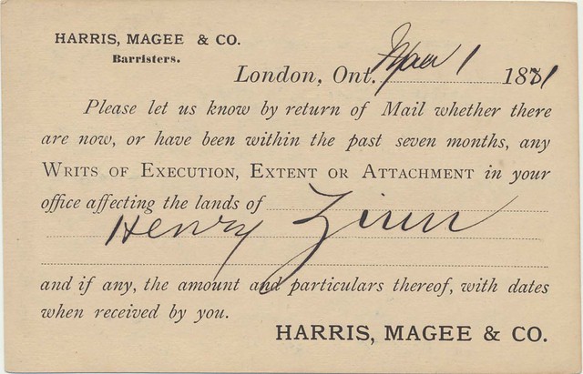 Postcard from Harris, Magee & Co.