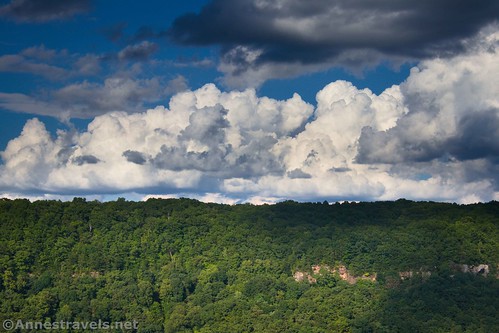 Clouds over the Endless Wall across the gorge from Long Point, New River Gorge National Park, West Virginia