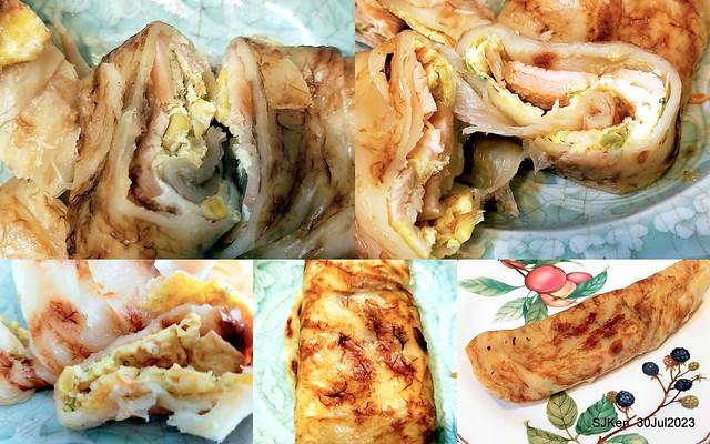 Cheese and smoked chicken egg burritos MWD Taiwan fastfood store " 麥味登北市新生店 --- 起司雙重奏與燻雞握蛋捲餅" on July 31, 2023.