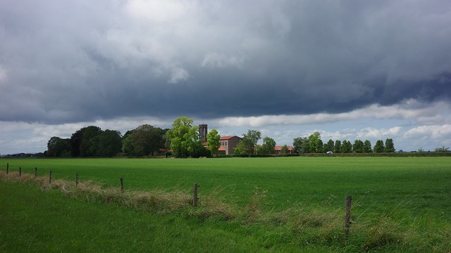 Dark clouds with beautiful light in this landscape