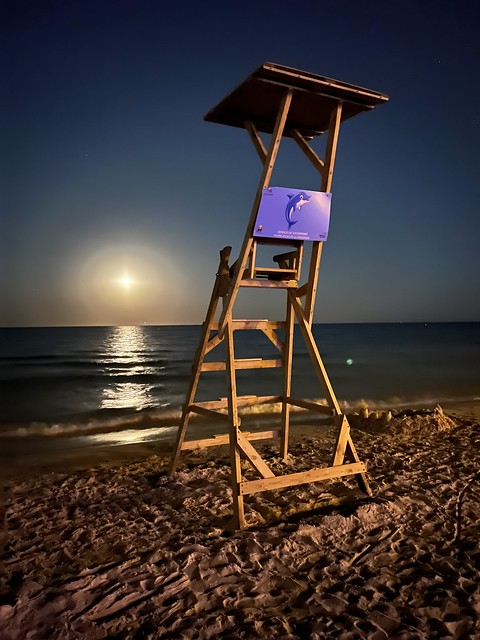 La primera luna llena de agosto, conocida como #Superluna de Esturión, iluminó en la noche del martes y miércoles varias ciudades del mundo. Foto tomada en la Playa de Mil Palmeras (Pilar de la Horadada, Alicante).