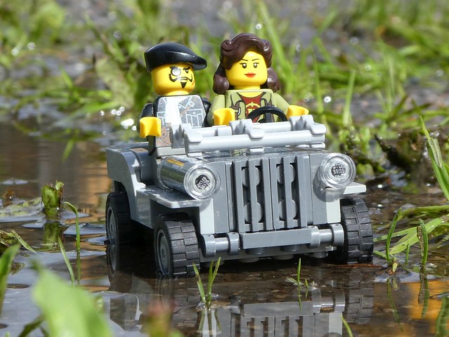 Willys Jeep in a Puddle