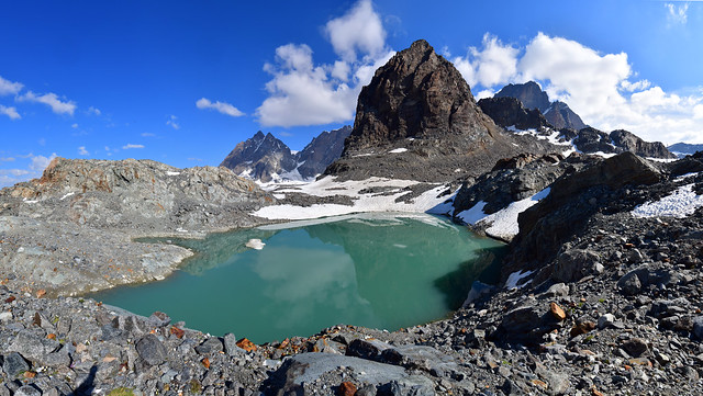 New lake after glacier retreat, Bernina massif