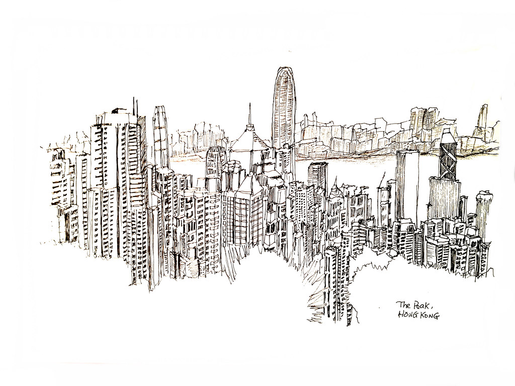 香港太平山山頂 The Peak Hong Kong - 城市素描 Urban Sketches ...