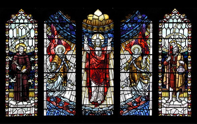 The Ascension of Christ flanked by St Francis and St Christopher (Hardman & Co, 1939)